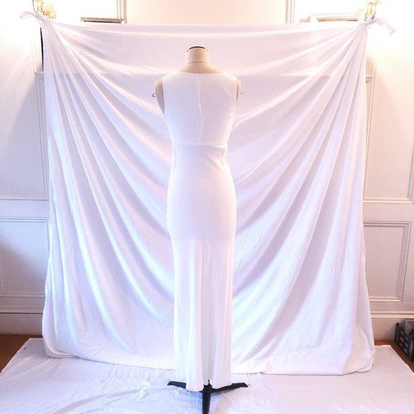 SALE Vintage Rampage Off White empire waist sheath gown 3 lace top vneck - Picture 4 of 9